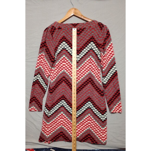 Aryeh Sweater Dress Womens M Red Geometric Diamond Long Sleeve Roll Tide - Picture 5 of 5